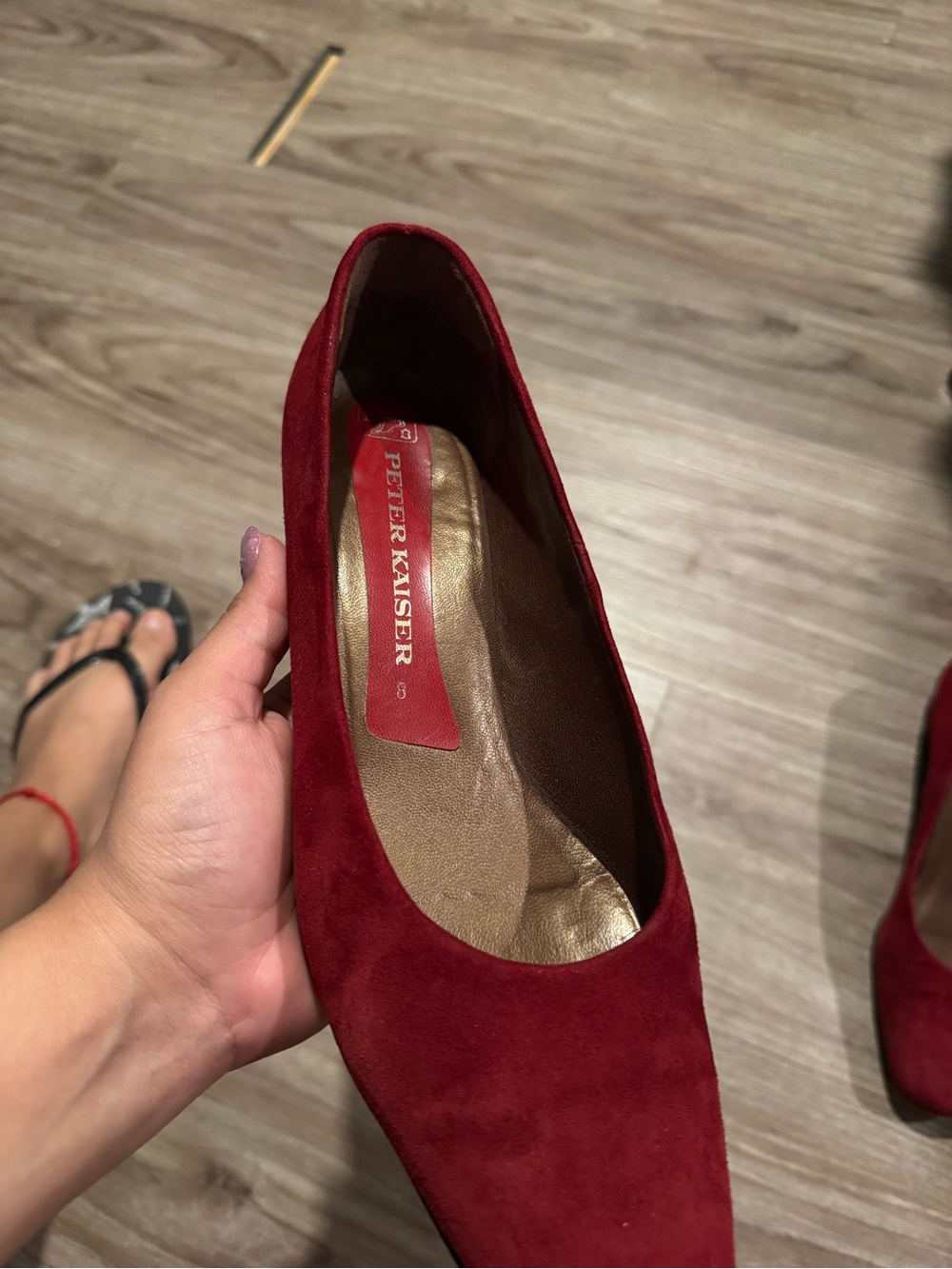 Peter Kaiser Burgundy Red Suede Pointed Toe Flat